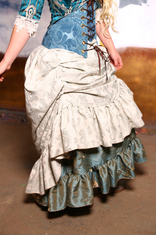 Swoon Skirt with Long Ruffle in Threaded Sea Foam #46 -The "Blue Bayou" Collection