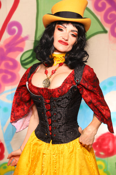 Maiden Bodice in Black Filigree Jacquard - The "Twisted Tea Party" Collection