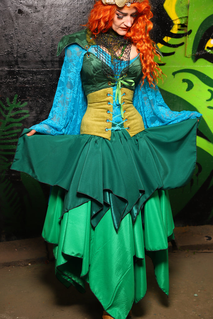 Mini Fairy in Green Reverse Crepe Satin - "Siren's Shanties" Collection