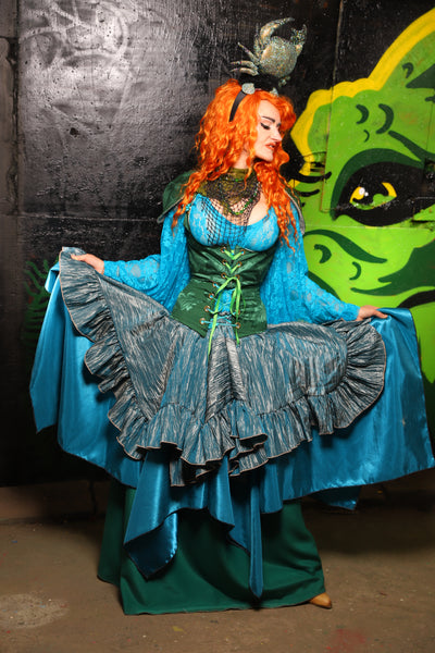 Mini Fairy Skirt w/ruffle in River Bend Ripple Taffeta - "Siren's Shanties" Collection