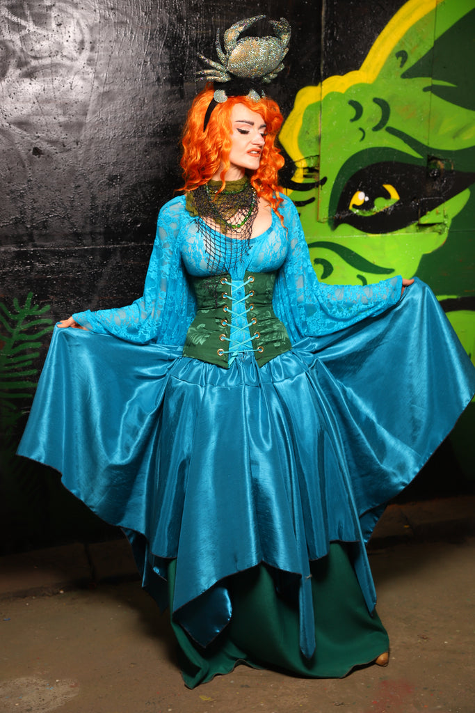 Fairy Skirt in Turquoise Shantung - "Siren's Shanties" Collection