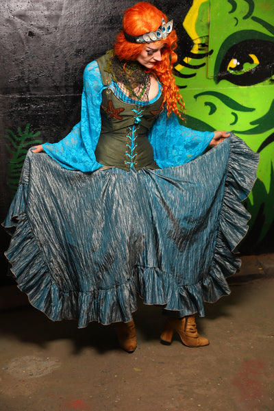 Fairy Skirt in River Bend Ripple Taffeta w/ruffle - "Siren's Shanties" Collection