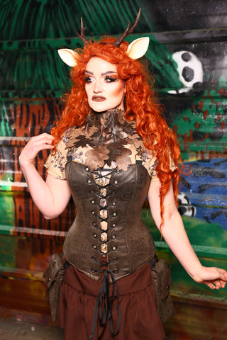 Aurora Corset in Bog Witch Faux Leather  - "Tadpoles & Toadstools Collection" #1