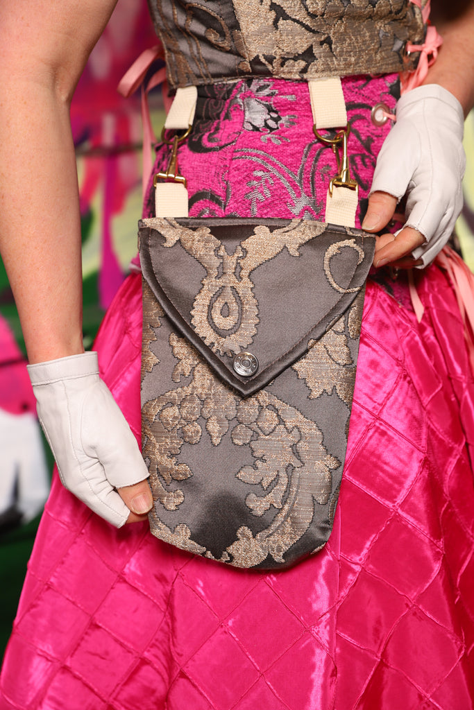 Set of Utility Pockets in Gravestone Damask - The Dragon Fruit Diva Collection