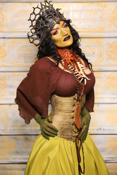 Wench Corset in Circle Light Moss - "The Onions & Ogres Collection"