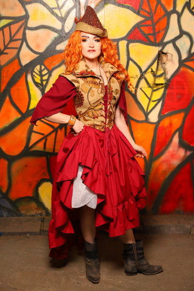 Salsa Skirt in Red Cotton Broadcloth -"Bowstrings & Bodices Collection"