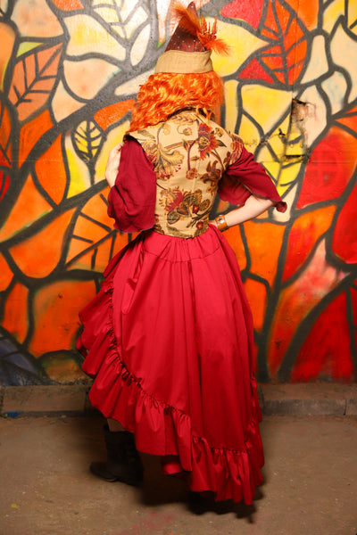 Salsa Skirt in Red Cotton Broadcloth -"Bowstrings & Bodices Collection"