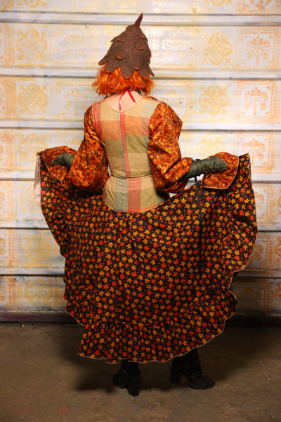 Crescent Skirt w/Ruffles in Raking Leaves Cotton - Day 5 of 13 Days of Halloween