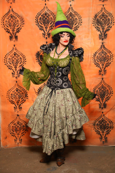 Crescent Skirt w/Ruffles in Witchvine Scroll - Day 8 of 13 Days of Halloween 2025