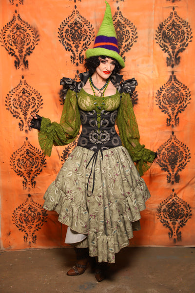Crescent Skirt w/Ruffles in Witchvine Scroll - Day 8 of 13 Days of Halloween 2025