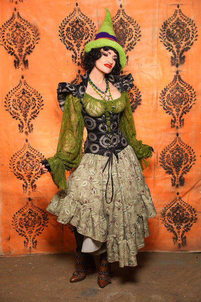 Crescent Skirt w/Ruffles in Witchvine Scroll - Day 8 of 13 Days of Halloween 2025