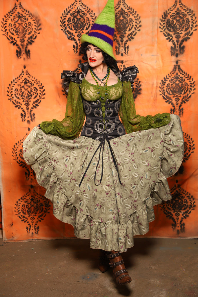 Crescent Skirt w/Ruffles in Witchvine Scroll - Day 8 of 13 Days of Halloween 2025