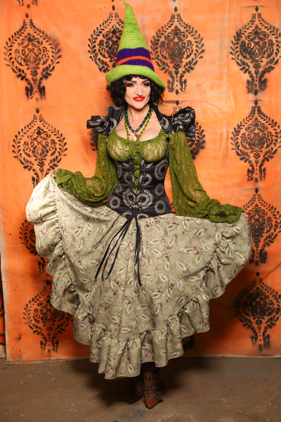 Crescent Skirt w/Ruffles in Witchvine Scroll - Day 8 of 13 Days of Halloween 2025