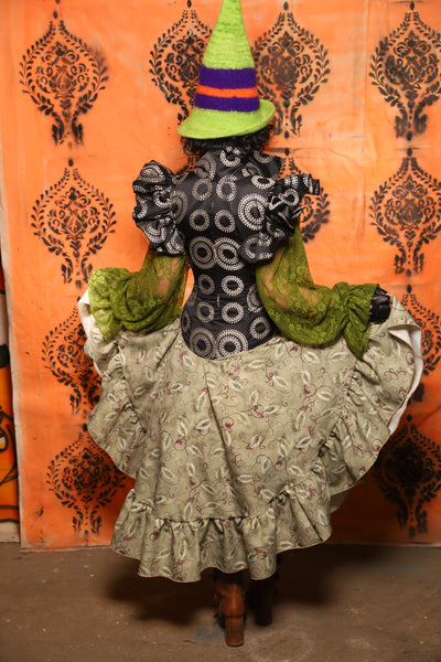 Crescent Skirt w/Ruffles in Witchvine Scroll - Day 8 of 13 Days of Halloween 2025
