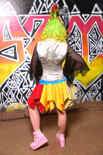 Patchwork Mini Fairy Skirt in Parrot Wings -"Rock Candy Collection" #21