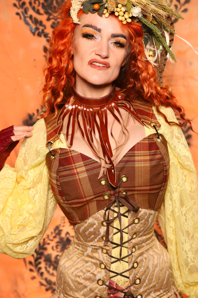 Cropped Courtier in Fall Plaid *PLEASE order by BUST Measurement, NOT waist!* - Day 9 of 13 Days of Halloween 2025