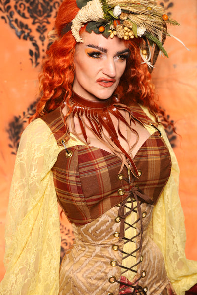 Cropped Courtier in Fall Plaid *PLEASE order by BUST Measurement, NOT waist!* - Day 9 of 13 Days of Halloween 2025