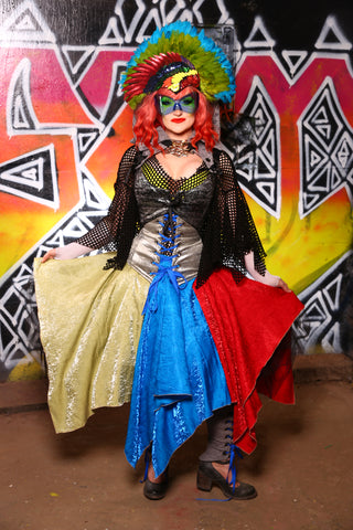 Patchwork Fairy Skirt in Parrot Wings   -"Rock Candy Collection" #20