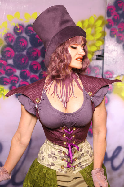Cropped Elf Corset in Berry Weave - The Basil & Bramble Collection