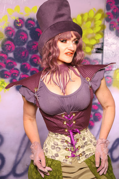 Cropped Elf Corset in Berry Weave - The Basil & Bramble Collection