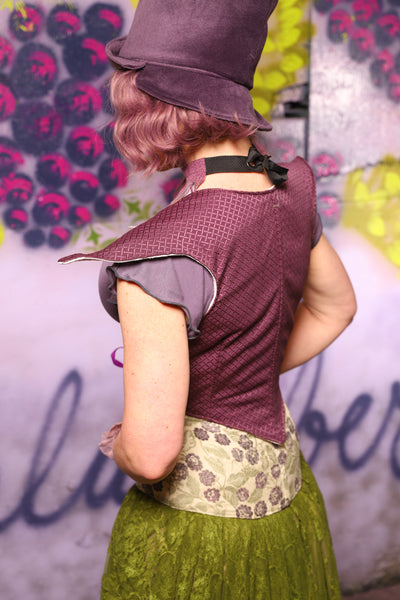 Cropped Elf Corset in Berry Weave - The Basil & Bramble Collection