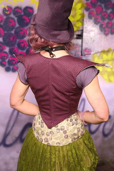 Cropped Elf Corset in Berry Weave - The Basil & Bramble Collection