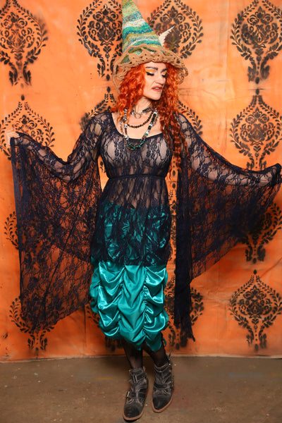 Emma Blouse w/ Goddess Sleeve in Navy Stretch Lace - Day 10 of 13 Days of Halloween 2025