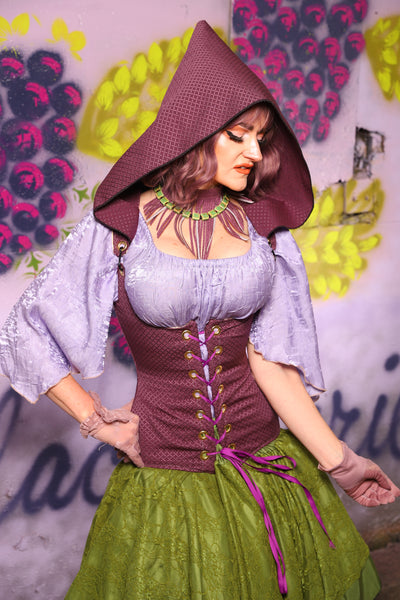 Hooded Vixen Corset in Berry Weave - The Basil & Bramble Collection
