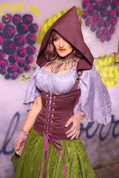 Hooded Vixen Corset in Berry Weave - The Basil & Bramble Collection