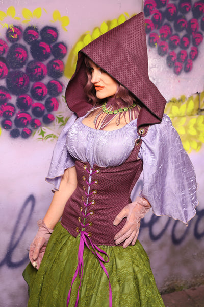 Hooded Vixen Corset in Berry Weave - The Basil & Bramble Collection