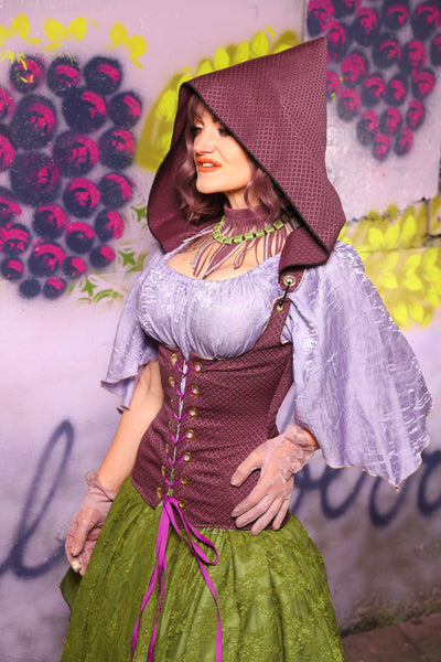 Hooded Vixen Corset in Berry Weave - The Basil & Bramble Collection