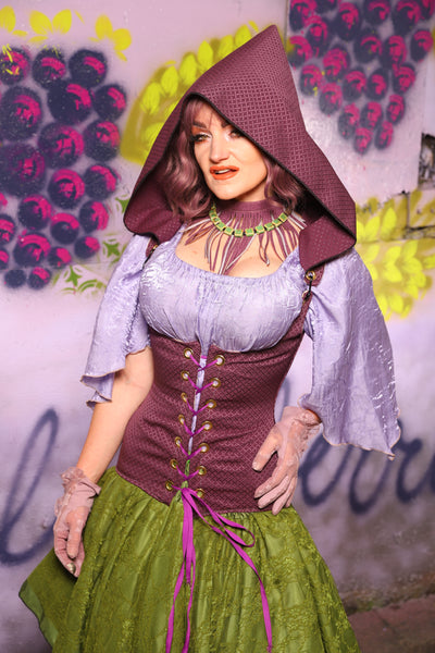 Hooded Vixen Corset in Berry Weave - The Basil & Bramble Collection