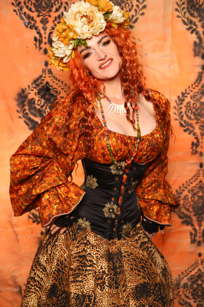 Wench Corset in Black Thistle Brocade - Day 11 of 13 Days of Halloween 2025