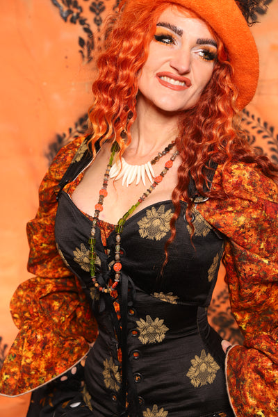 Cropped Courtier in Black Thistle Brocade *PLEASE order by BUST Measurement, NOT waist!* - Day 11 of 13 Days of Halloween 2025