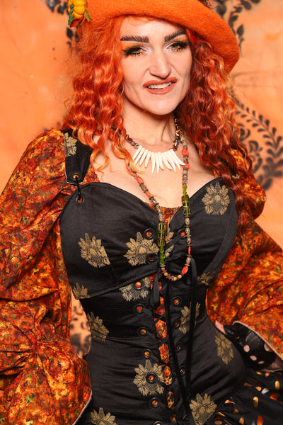 Cropped Courtier in Black Thistle Brocade *PLEASE order by BUST Measurement, NOT waist!* - Day 11 of 13 Days of Halloween 2025