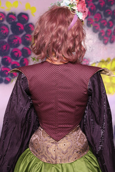 Cropped Elf Over Bust Corset in Berry Weave - The Basil & Bramble Collection