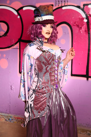 Knee-Length Tailed Pirate Coat Corset in Mesmerize Medallion -"Violet Femmes" Collection #14