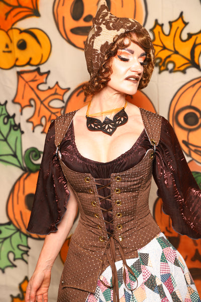 Maiden Bodice in Brown Dot - "The Knotty Wood" Collection