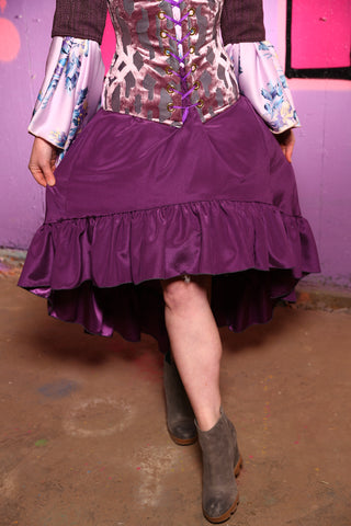 Stagecoach Skirt in Plum Crepe Back Satin-"Violet Femmes" Collection  #27