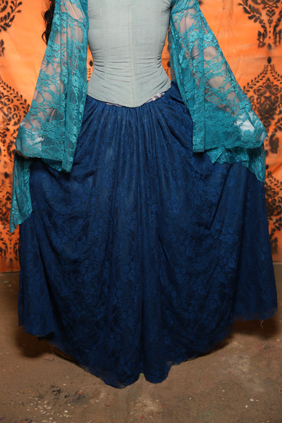 2-layer Tulips Skirt in Liberty Blue Satin w/Liberty Blue Lace Overlay - Day 13 of 13 Days of Halloween 2025