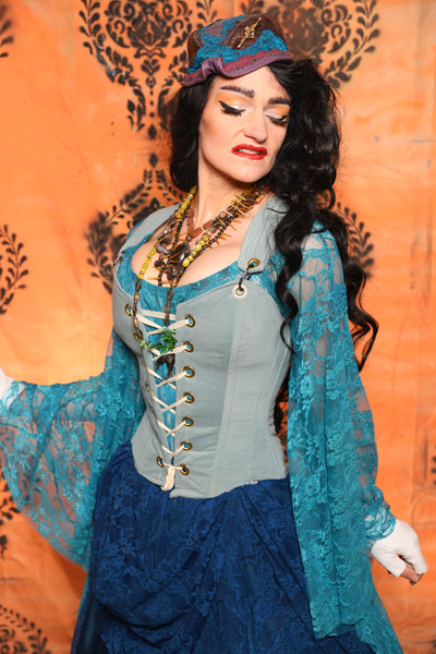 Petite Courtier Corset in Blue Slate - Day 13 of 13 Days of Halloween 2025
