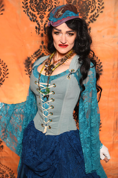 Petite Courtier Corset in Blue Slate - Day 13 of 13 Days of Halloween 2025
