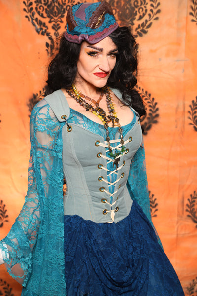 Petite Courtier Corset in Blue Slate - Day 13 of 13 Days of Halloween 2025