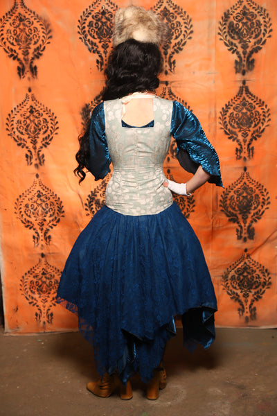 2-Layer Fairy Skirt in Liberty Blue Satin w/Liberty Blue Lace Overlay - Day 13 of 13 Days of Halloween 2025