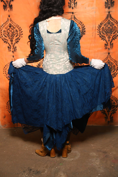 2-Layer Fairy Skirt in Liberty Blue Satin w/Liberty Blue Lace Overlay - Day 13 of 13 Days of Halloween 2025
