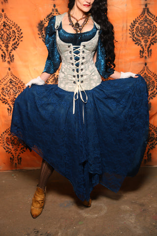 2-Layer Fairy Skirt in Liberty Blue Satin w/Liberty Blue Lace Overlay - Day 13 of 13 Days of Halloween 2025