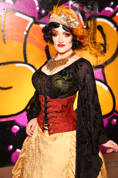 Petite Wench Corset 3 Color Options: Francesca Tapestry, Persimmon Diamond, & Rock-a-Doodle - "The Golden Opportunity" Collection -#33
