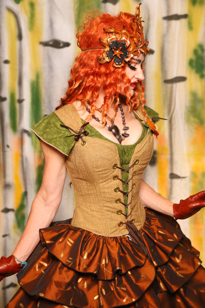 Petite Courtier Corset in Whole Wheat Upholstery - Harvest & Hayrides Collection