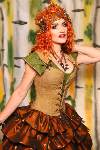 Petite Courtier Corset in Whole Wheat Upholstery - Harvest & Hayrides Collection