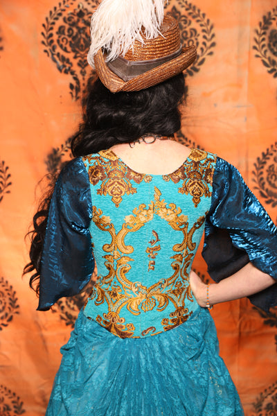 Petite Courtier Corset in Turquoise & Gold Medallion - Day 13 of 13 Days of Halloween 2025